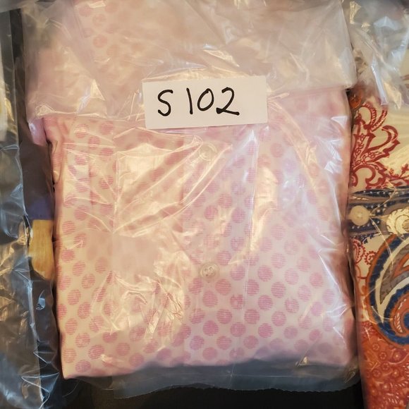 Olsen Europe Womens Pink Polka Dot Button Front Blouse Size XS Long Sleeve Work - Picture 7 of 7